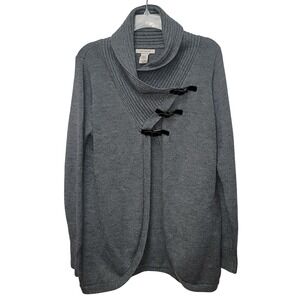 Covington Gray Shawl Collar Cardigan Sweater Toggle Closure XL Minimalist Office